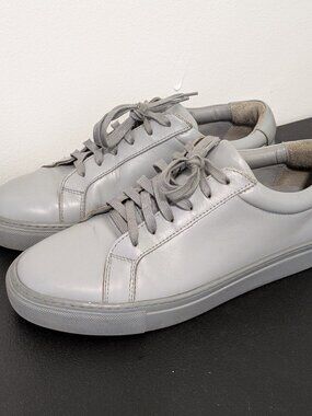 Leather low-top sneakers, gray, M8/W10